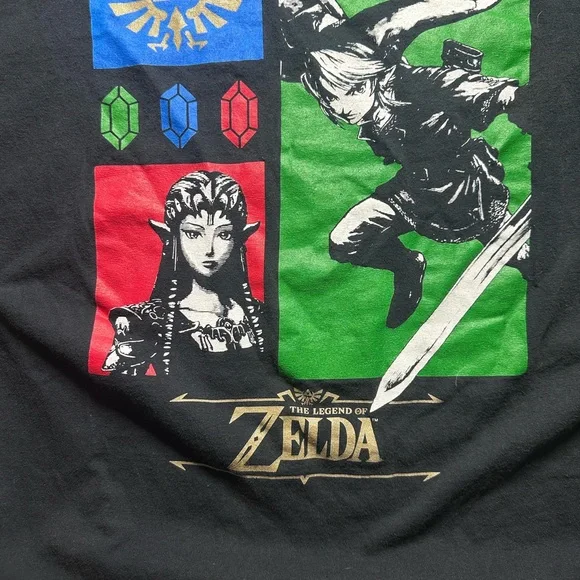 The Legend Of Zelda Geeknet Shirt Mens Medium L Short Sleeve Link Pullover Black - Picture 2 of 5